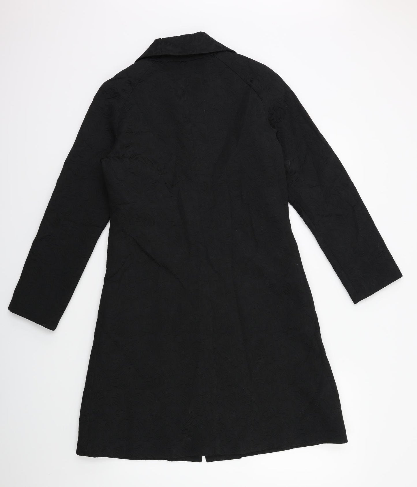 Mystify Womens Black Floral  Overcoat Coat Size 12
