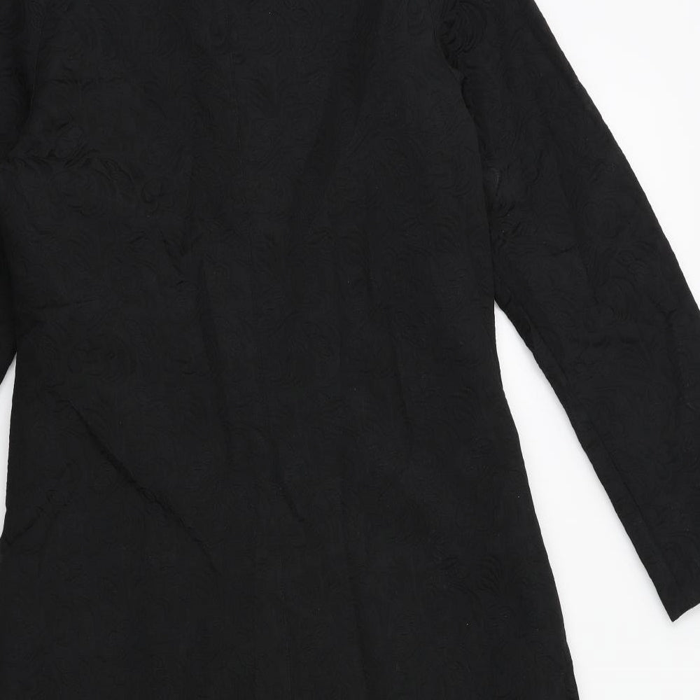 Mystify Womens Black Floral  Overcoat Coat Size 12