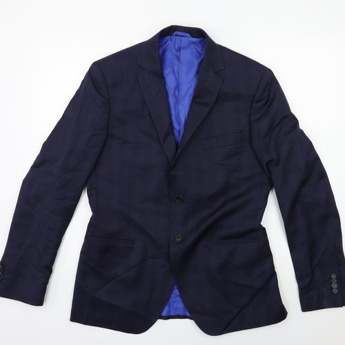 Preworn Mens Blue Check  Jacket Suit Jacket Size 38