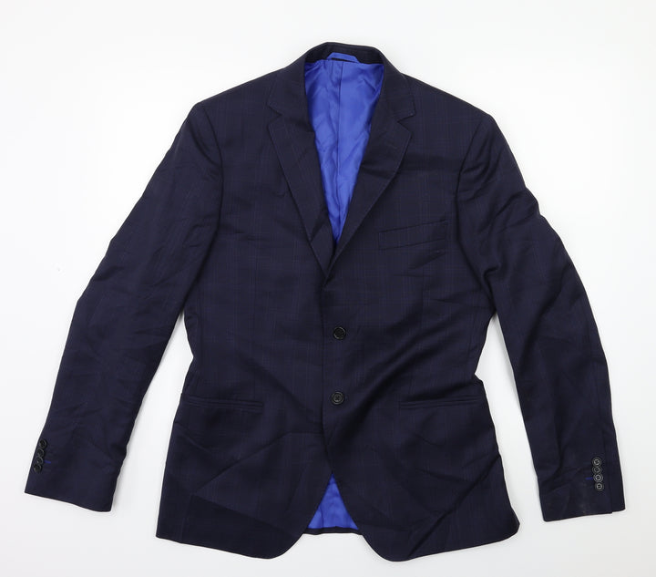 Preworn Mens Blue Check Jacket Suit Jacket Size 38