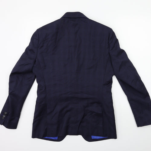 Preworn Mens Blue Check  Jacket Suit Jacket Size 38