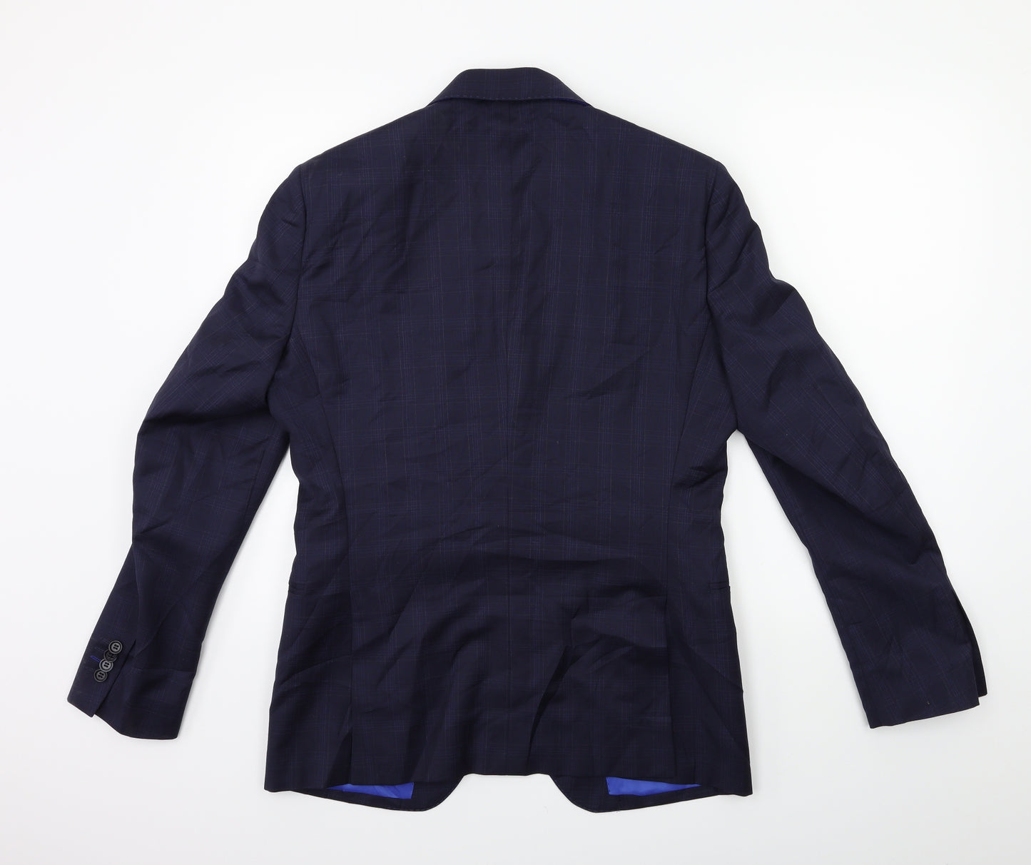 Preworn Mens Blue Check  Jacket Suit Jacket Size 38