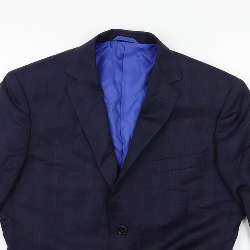 Preworn Mens Blue Check  Jacket Suit Jacket Size 38