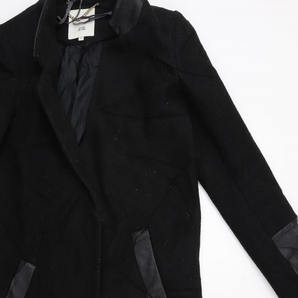 River Island Womens Black   Overcoat Coat Size 6