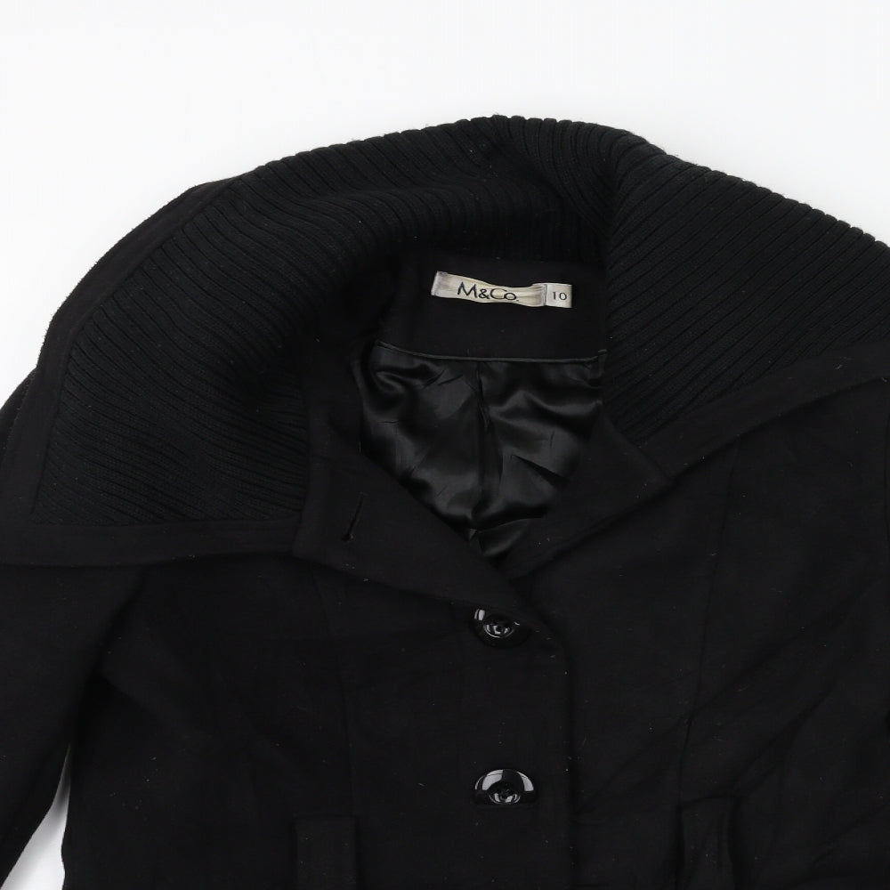 M&Co Womens Black   Overcoat Coat Size 10