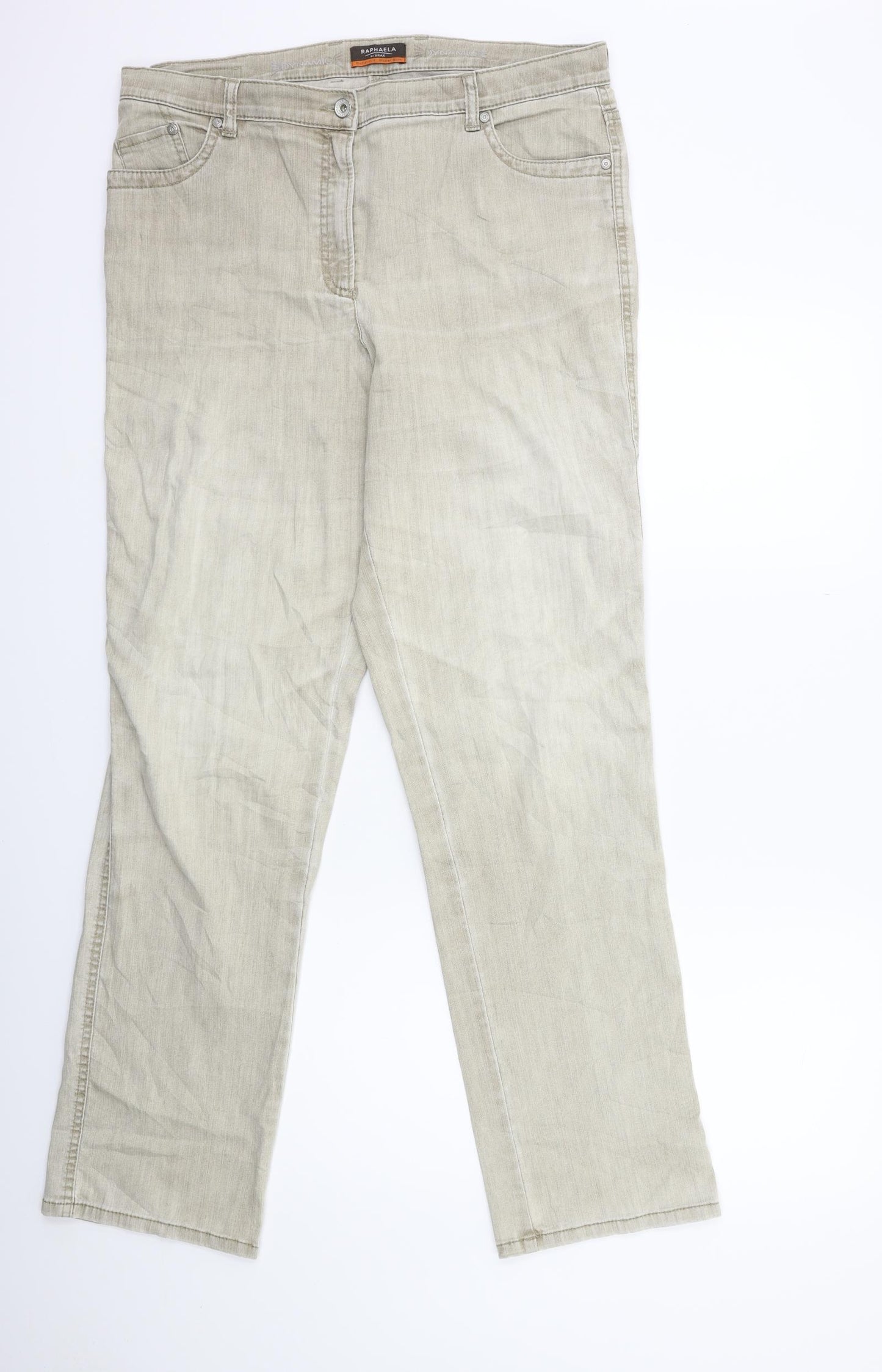BRAXX Womens Beige  Denim Straight Jeans Size 16 L30 in