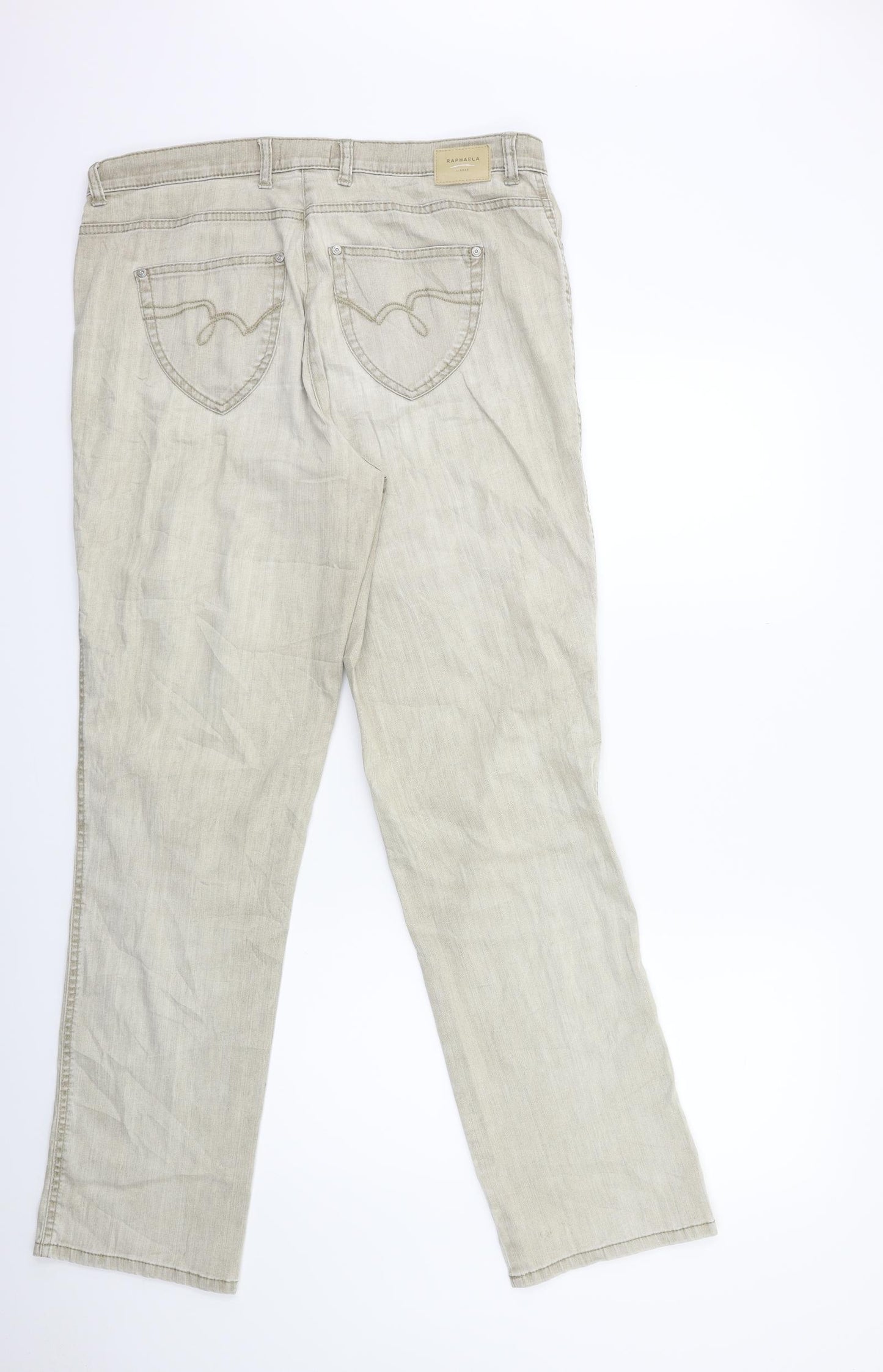 BRAXX Womens Beige  Denim Straight Jeans Size 16 L30 in