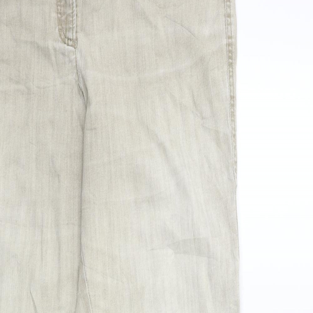 BRAXX Womens Beige  Denim Straight Jeans Size 16 L30 in