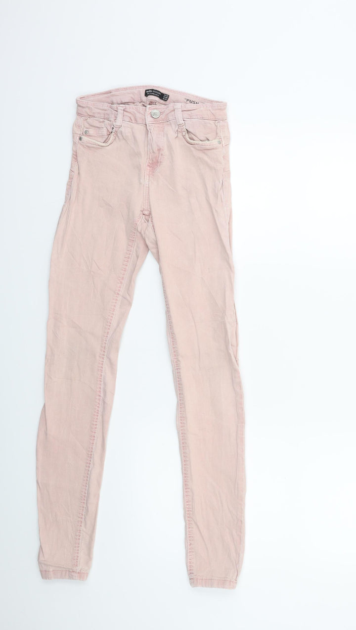 Bershka Womens Pink Denim Skinny Jeans Size 6 L30 in