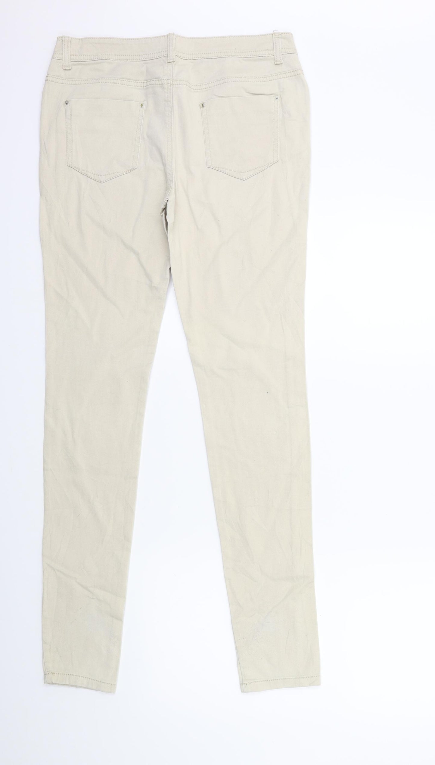 Denim & Co. Womens Beige  Denim Skinny Jeans Size 10 L31 in