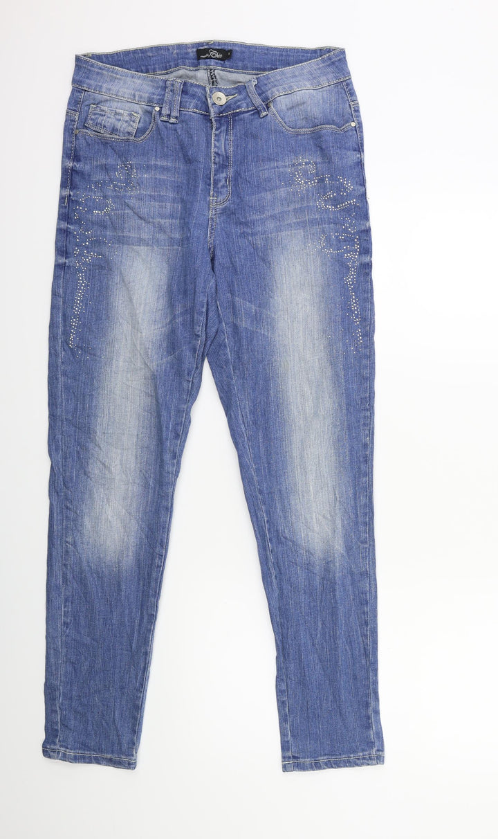 CHIC Womens Blue Denim Skinny Jeans Size 12 L30 in