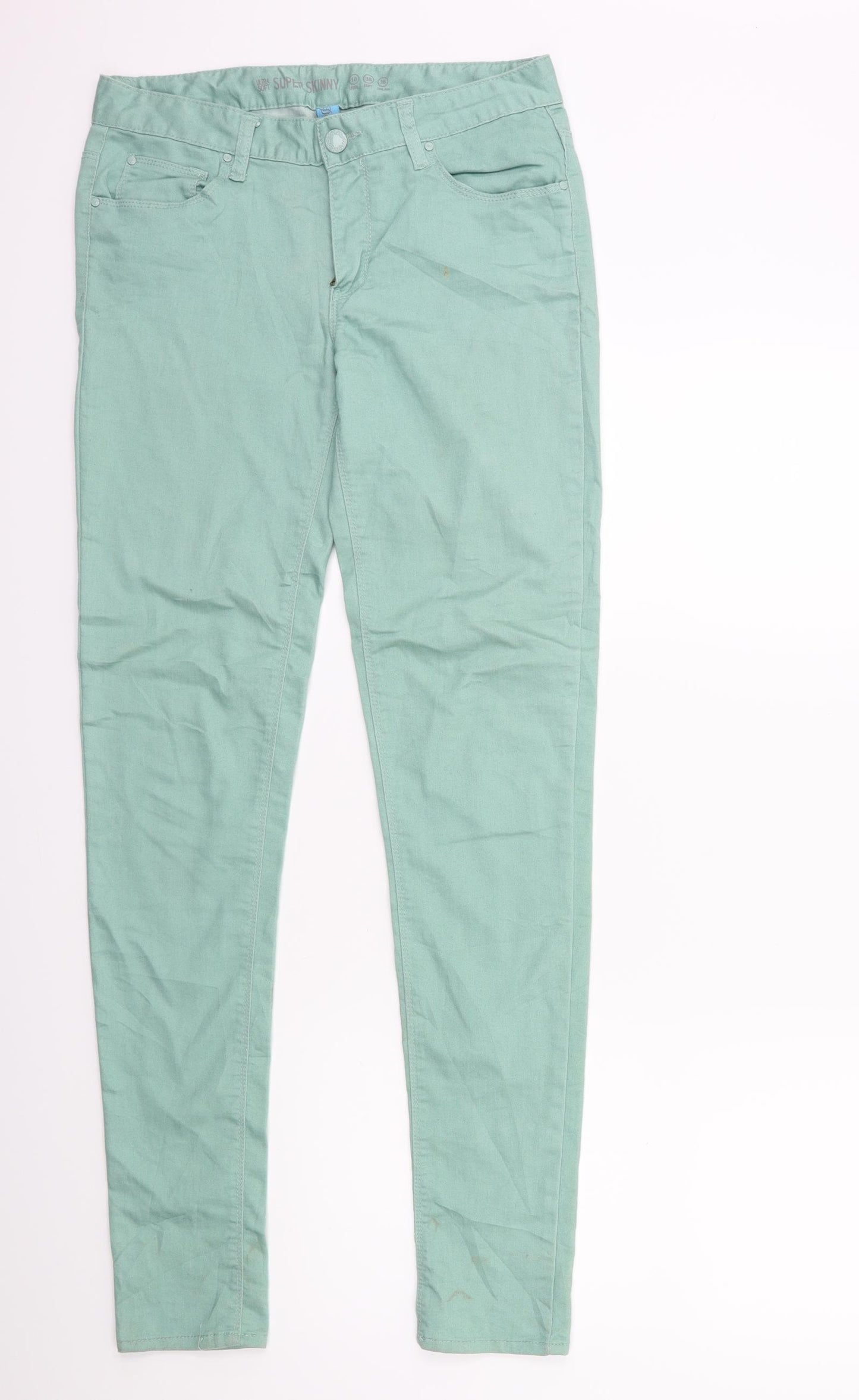 Denim & Co. Womens Green  Denim Skinny Jeans Size 10 L28 in