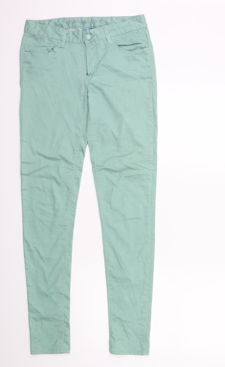Denim & Co. Womens Green  Denim Skinny Jeans Size 10 L28 in