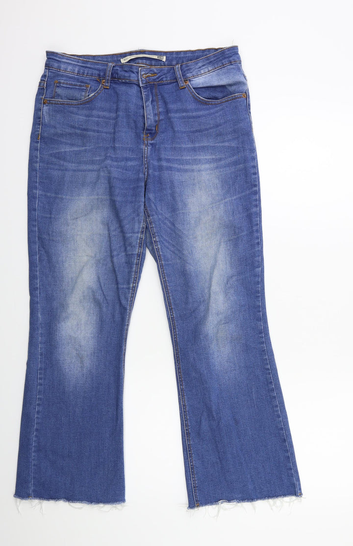 Brave Soul Womens Blue Denim Flared Jeans Size 32 in L28 in