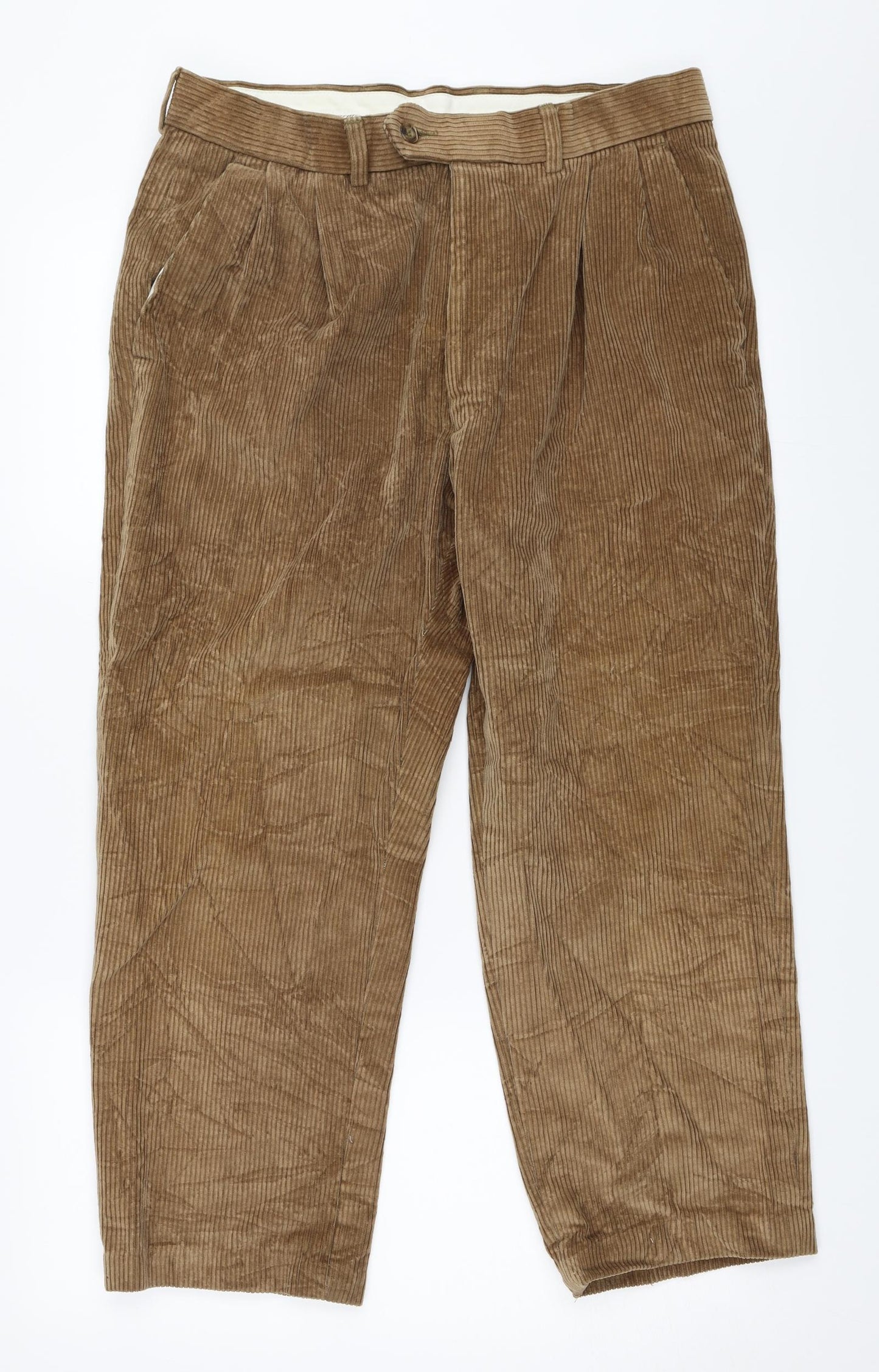Marks and Spencer Mens Beige  Corduroy Trousers  Size 34 in L25 in