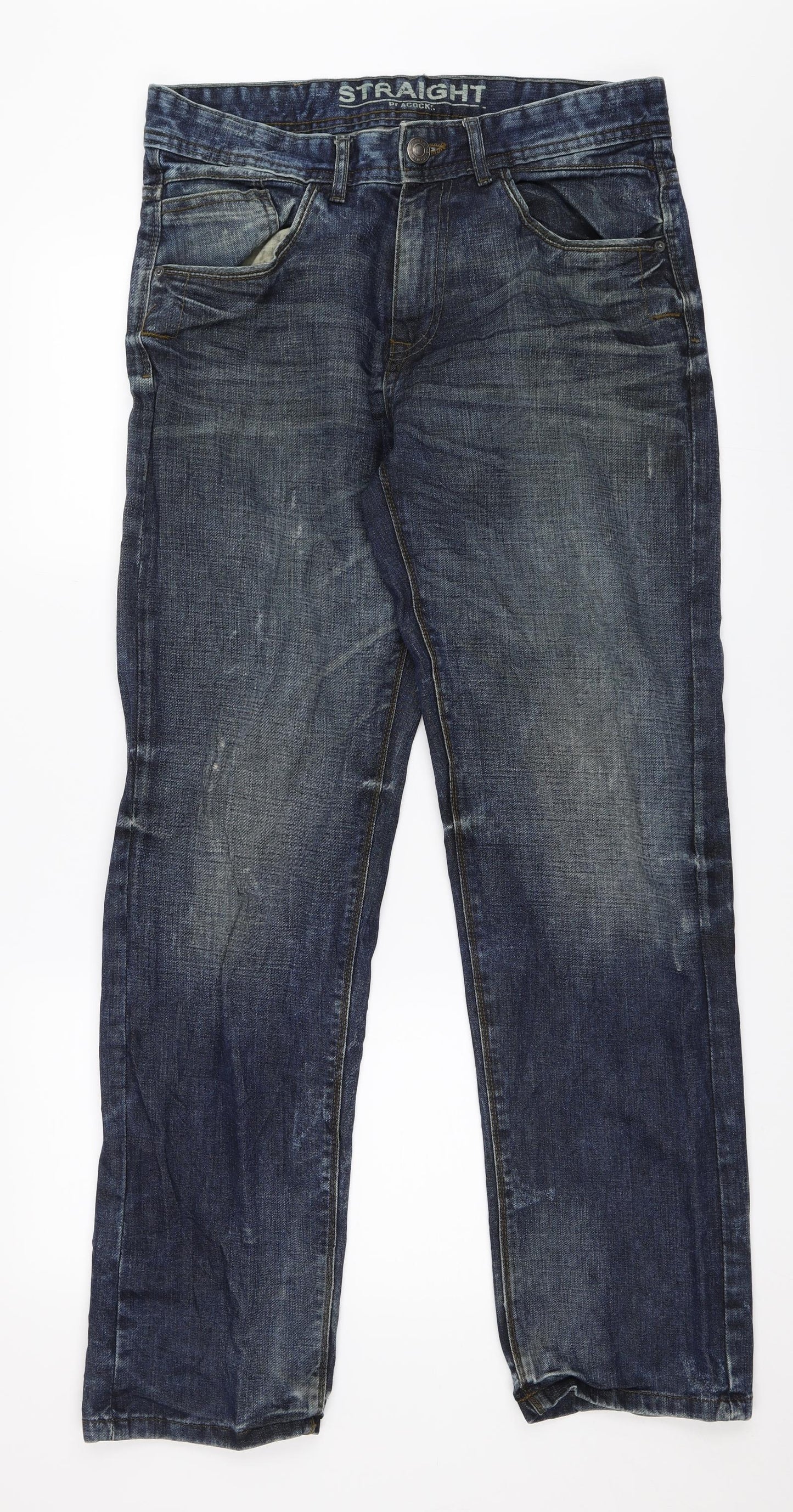 Peacocks Mens Black  Denim Straight Jeans Size 32 in L32 in