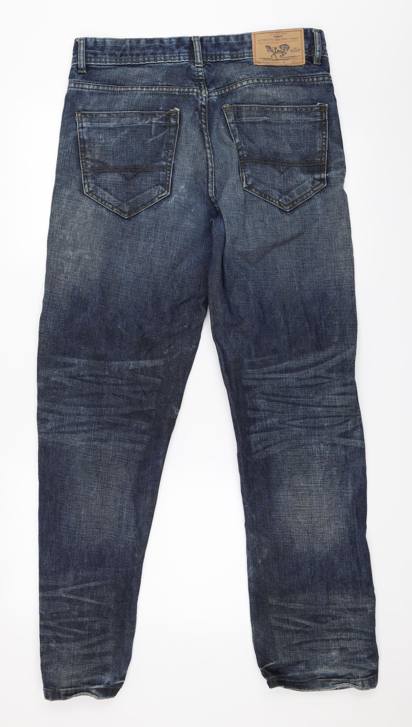 Peacocks Mens Black  Denim Straight Jeans Size 32 in L32 in