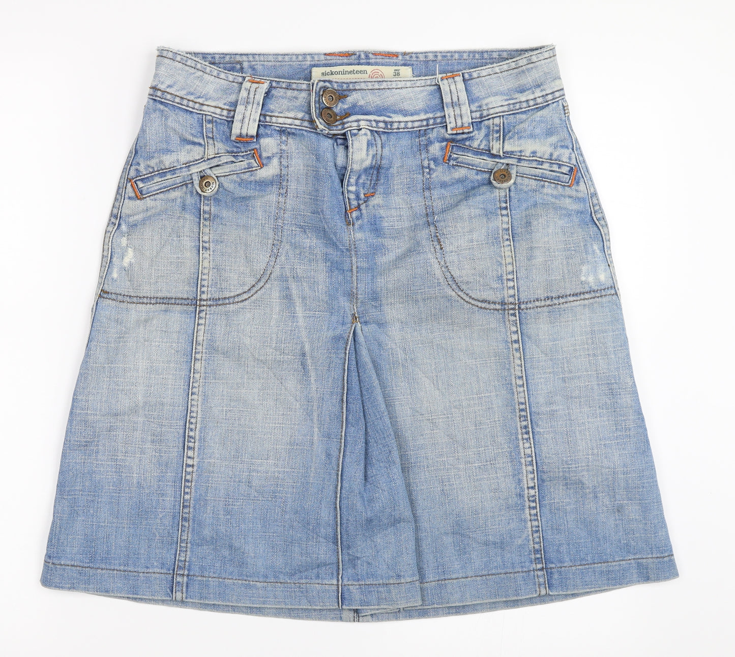 Sickonineteen Womens Blue  Denim A-Line Skirt Size 38
