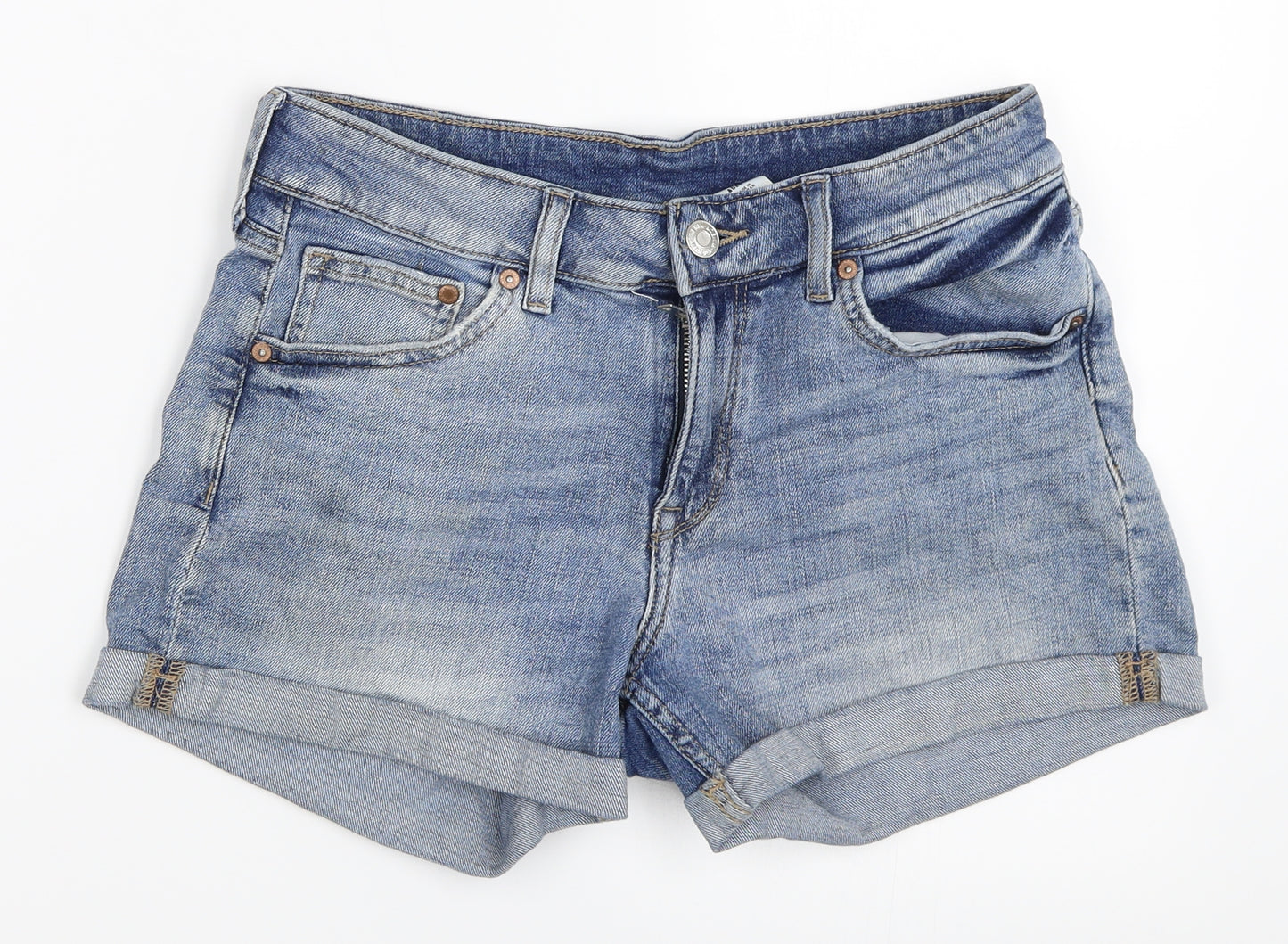 H&M Womens Blue  Denim Hot Pants Shorts Size 36