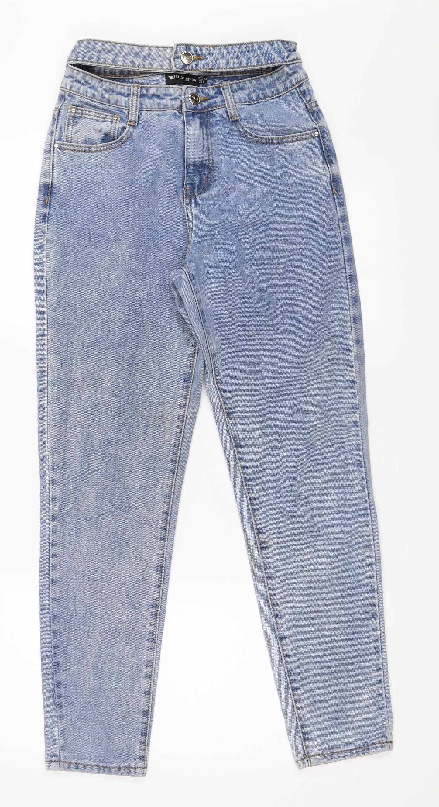 PRETTYLITTLETHING Womens Blue  Denim Mom Jeans Size 6 L28 in