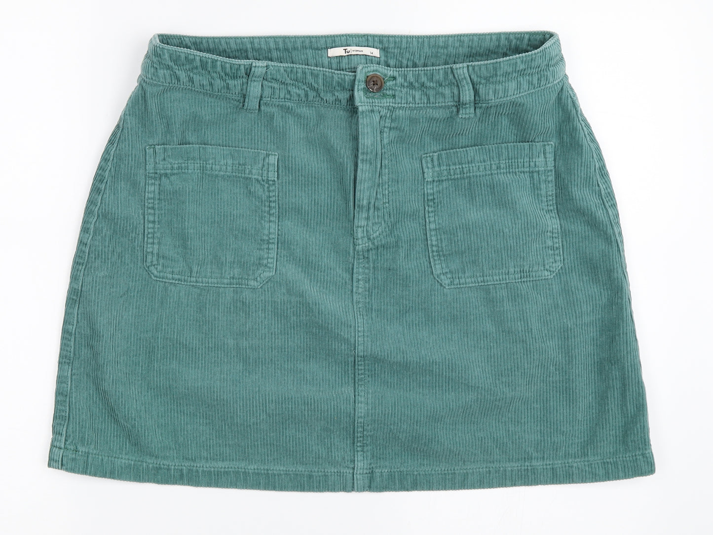 TU Womens Green  Corduroy Mini Skirt Size 14
