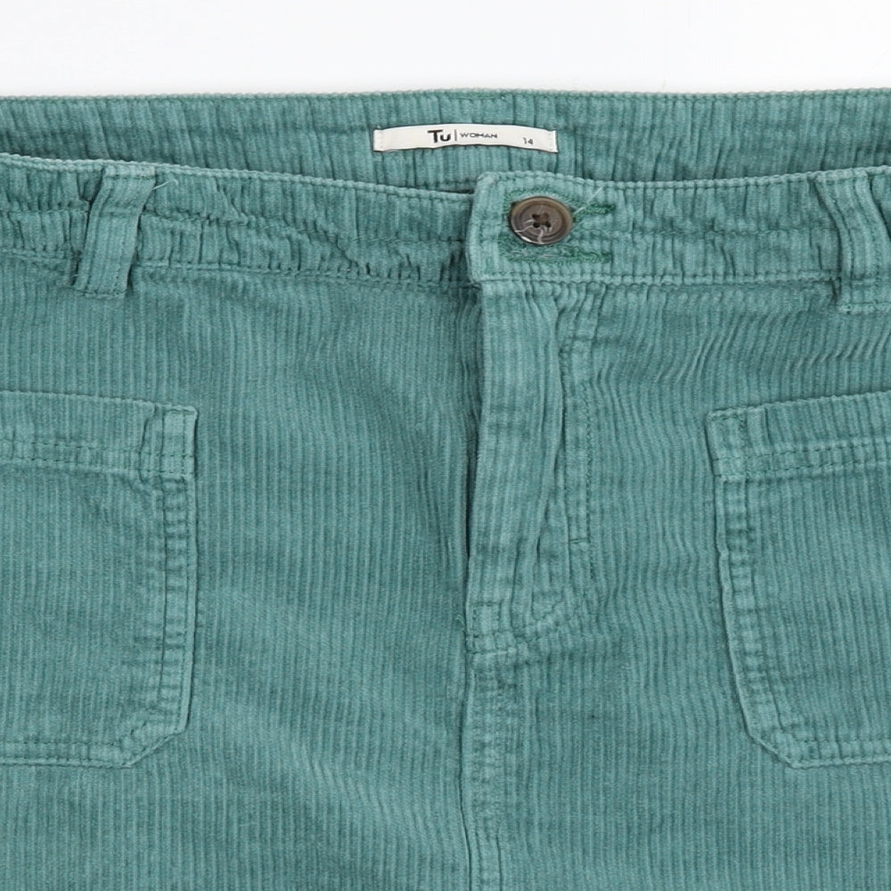 TU Womens Green  Corduroy Mini Skirt Size 14