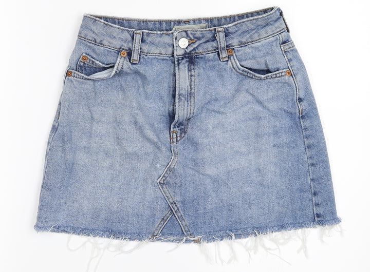 Topshop Womens Blue Denim Mini Skirt Size 36
