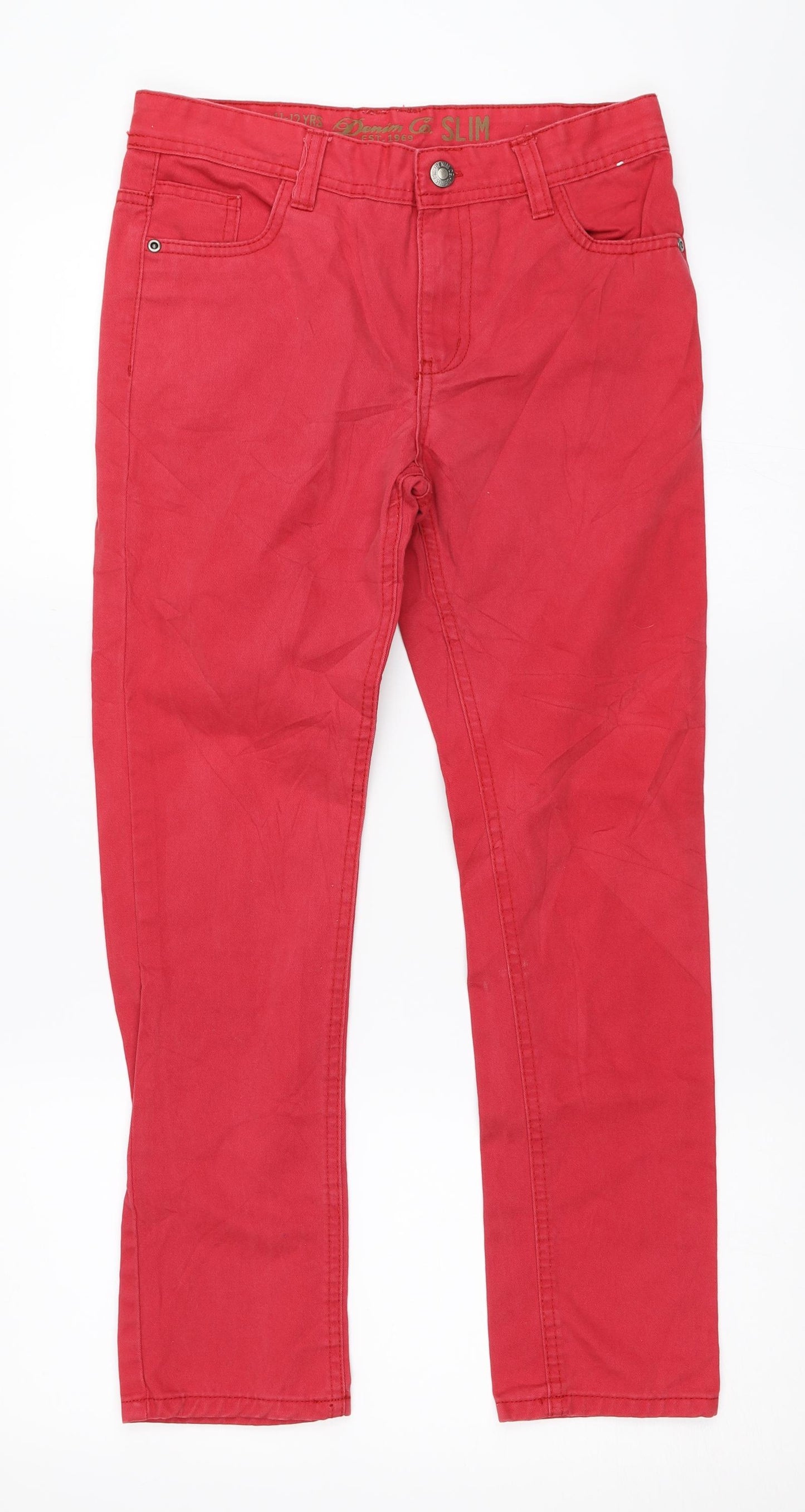 Primark Boys Red  Denim Straight Jeans Size 11-12 Years