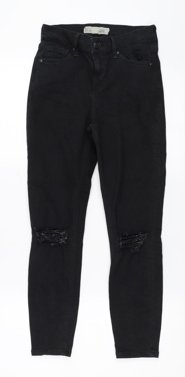 Topshop Womens Black  Denim Skinny Jeans Size 25 in L28 in - jamie jeans