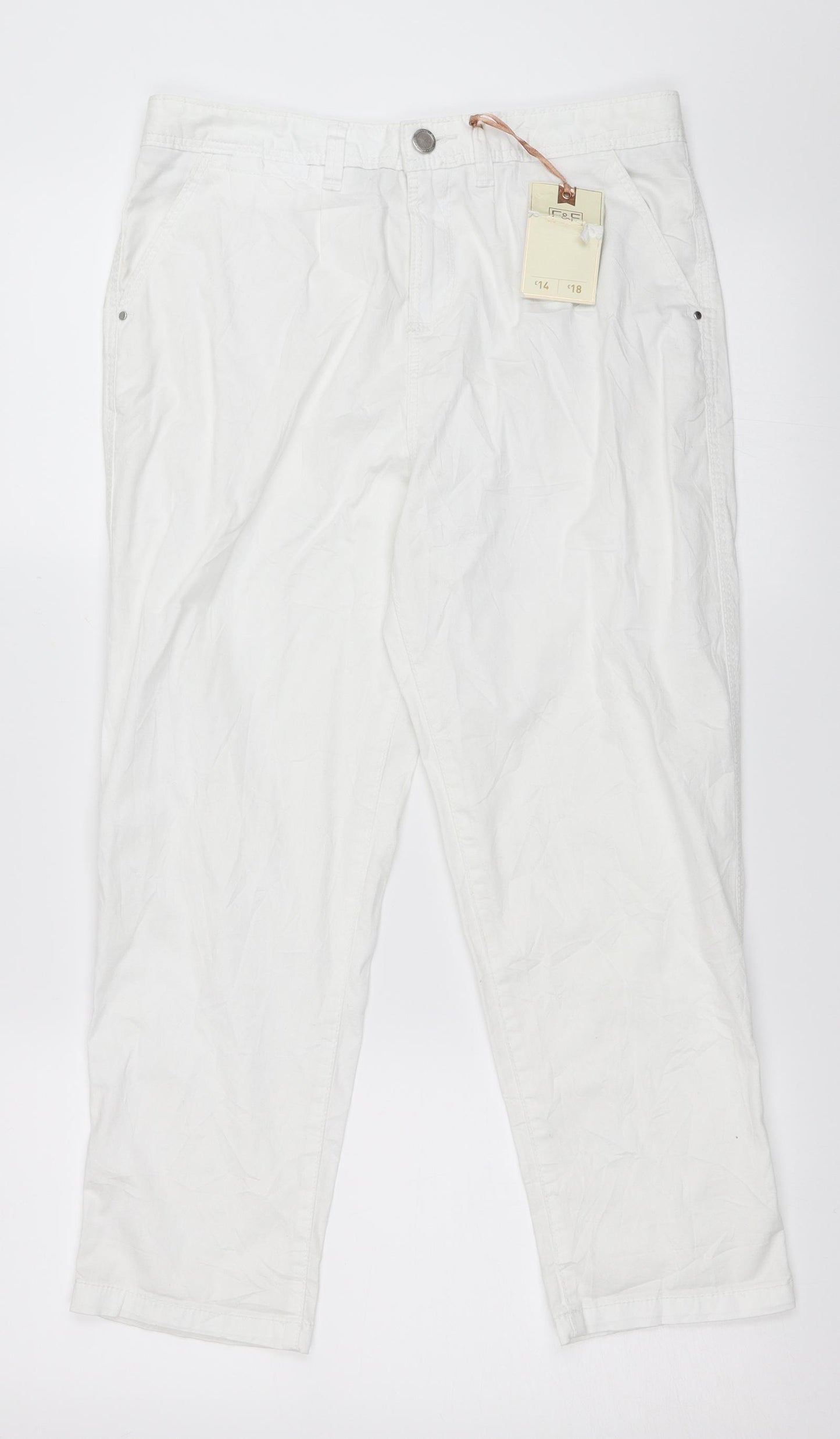 F&F Womens White   Cropped Trousers Size 8 L23 in