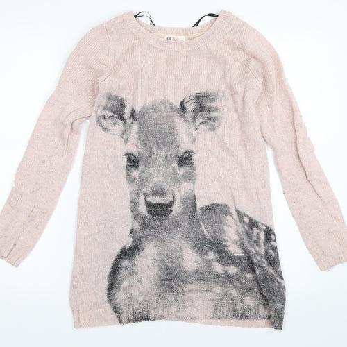 H&M Girls Pink   Pullover Jumper Size 14 Years