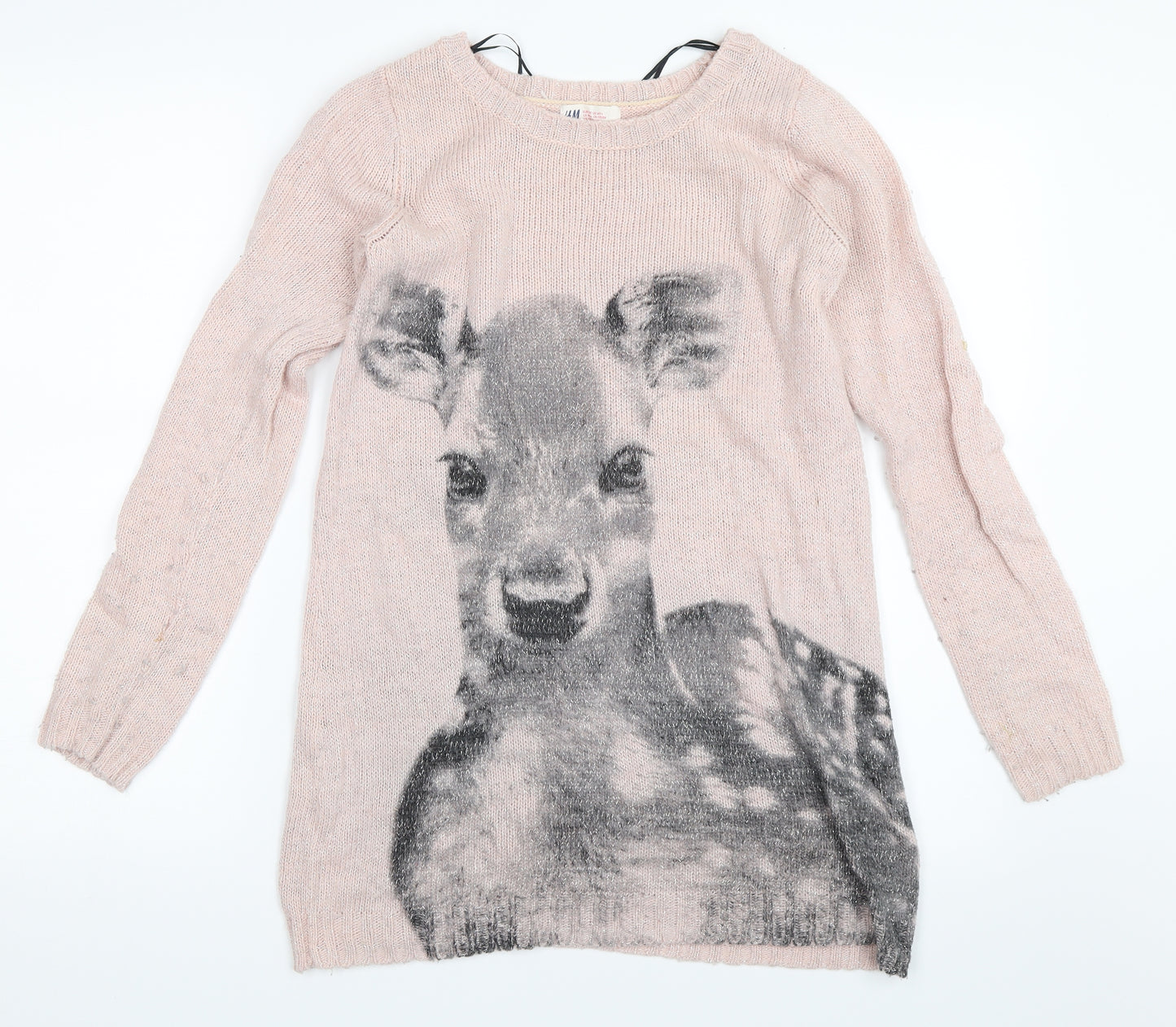 H&M Girls Pink   Pullover Jumper Size 14 Years