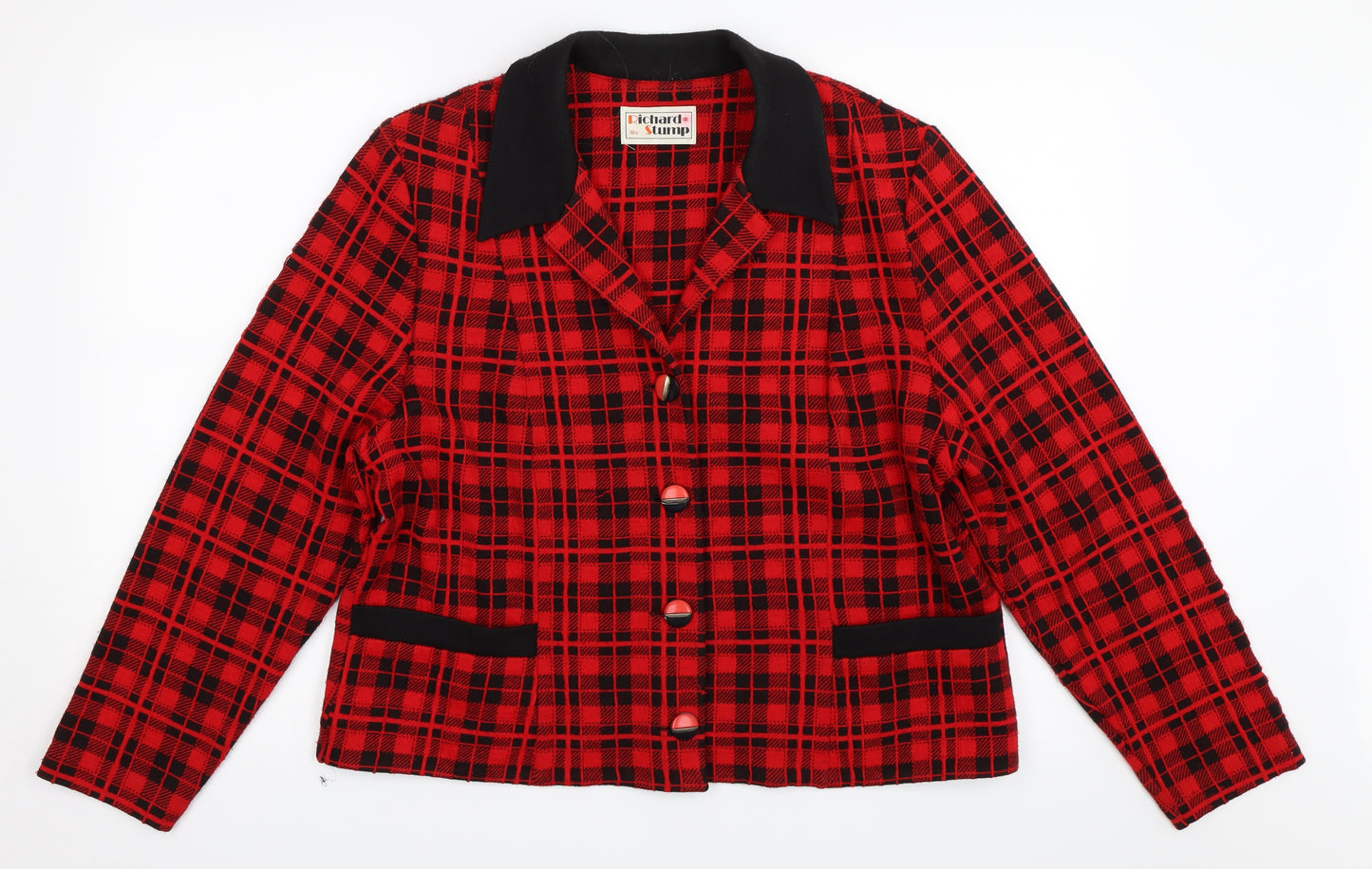 Richard Stump Womens Red Check  Jacket Blazer Size 18
