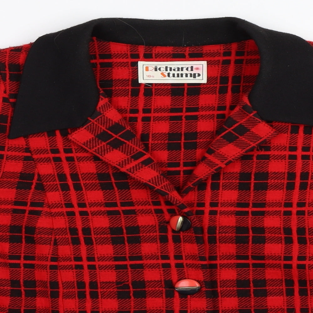 Richard Stump Womens Red Check  Jacket Blazer Size 18