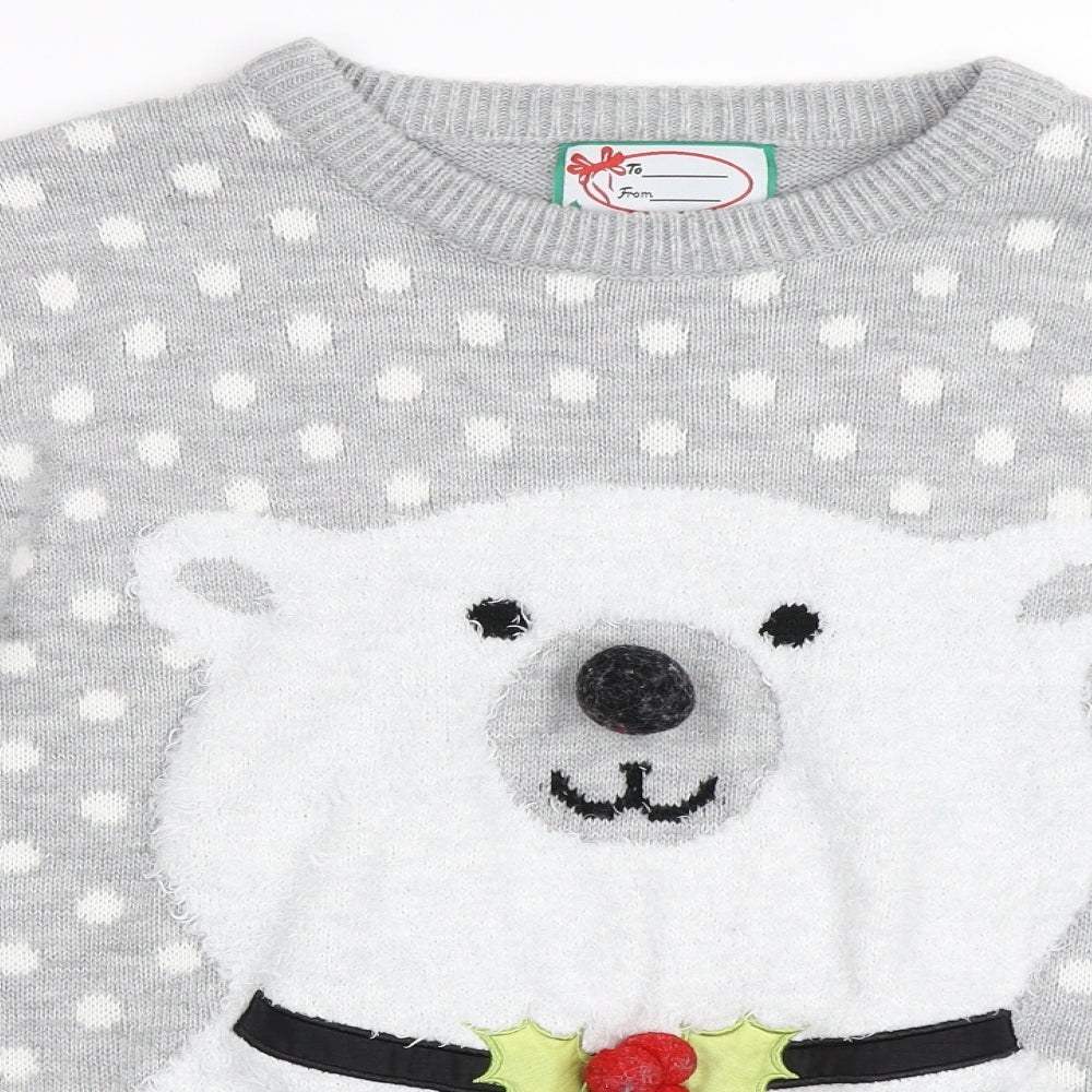 Primark Womens Grey   Pullover Jumper Size S  - polar bear christmas