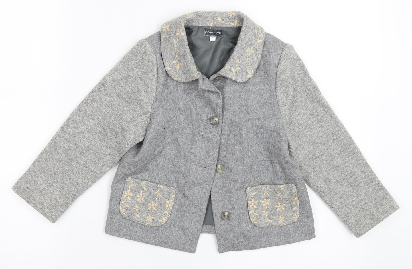 Minimayoral Girls Grey   Jacket Coat Size 4 Years