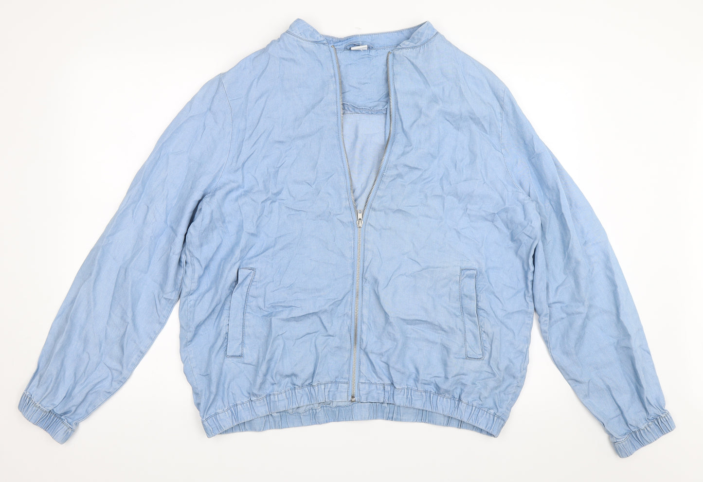 Cotton Traders Womens Blue  Denim Bomber Jacket Coat Size 18