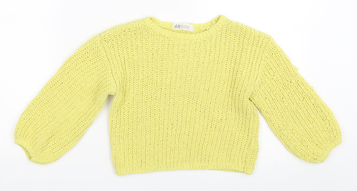 H&M Girls Yellow   Pullover Jumper Size 5-6 Years