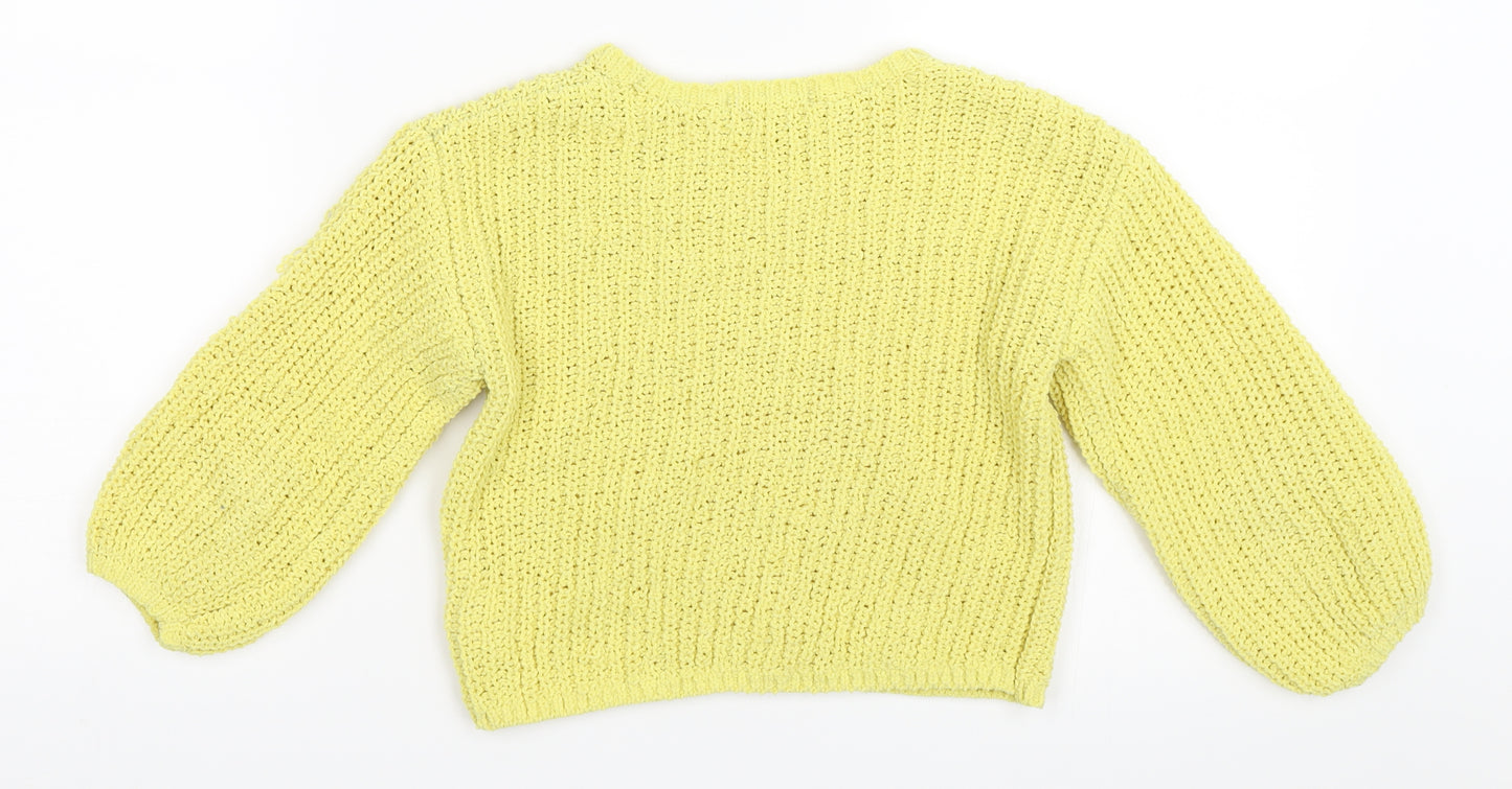 H&M Girls Yellow   Pullover Jumper Size 5-6 Years
