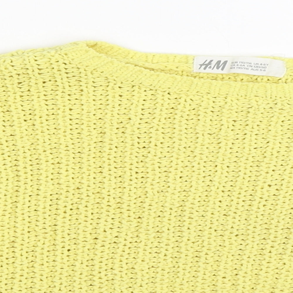 H&M Girls Yellow   Pullover Jumper Size 5-6 Years