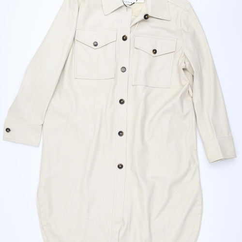Zara Womens Beige   Overcoat Coat Size L