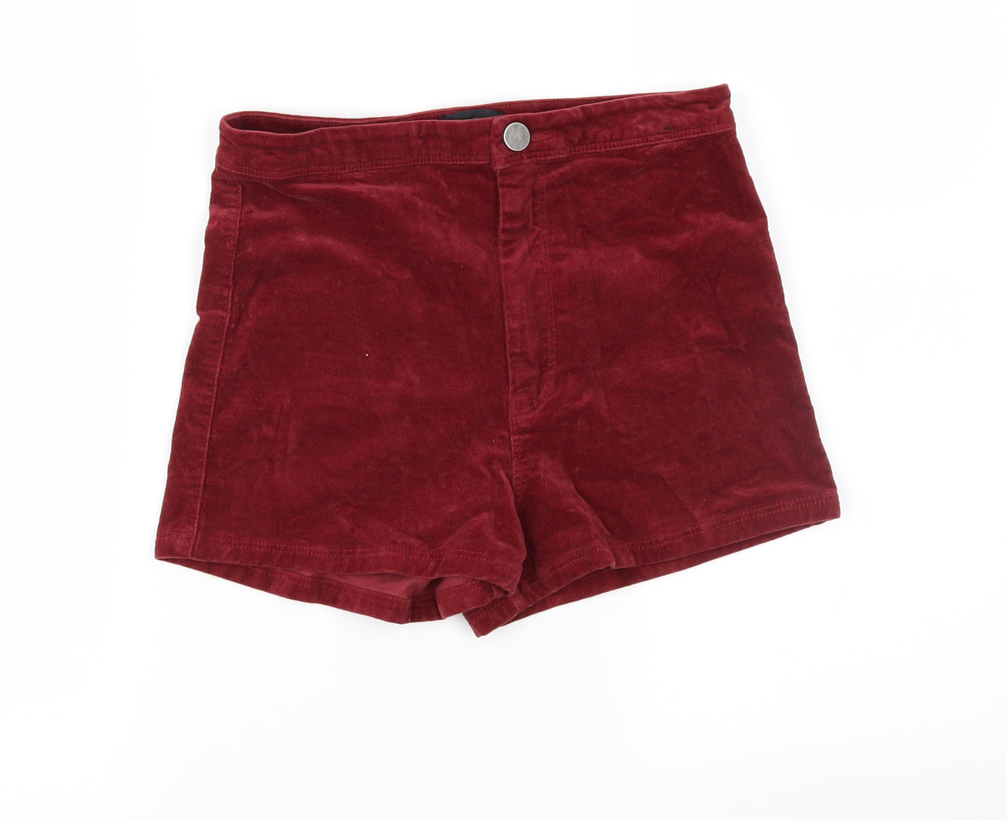 River Island Womens Red  Velvet Hot Pants Shorts Size 10