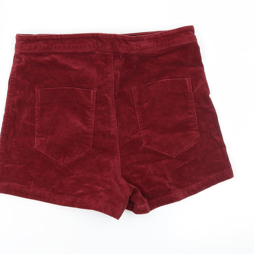River Island Womens Red  Velvet Hot Pants Shorts Size 10