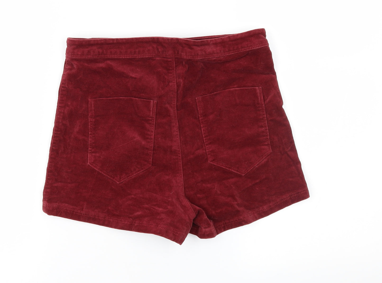 River Island Womens Red  Velvet Hot Pants Shorts Size 10