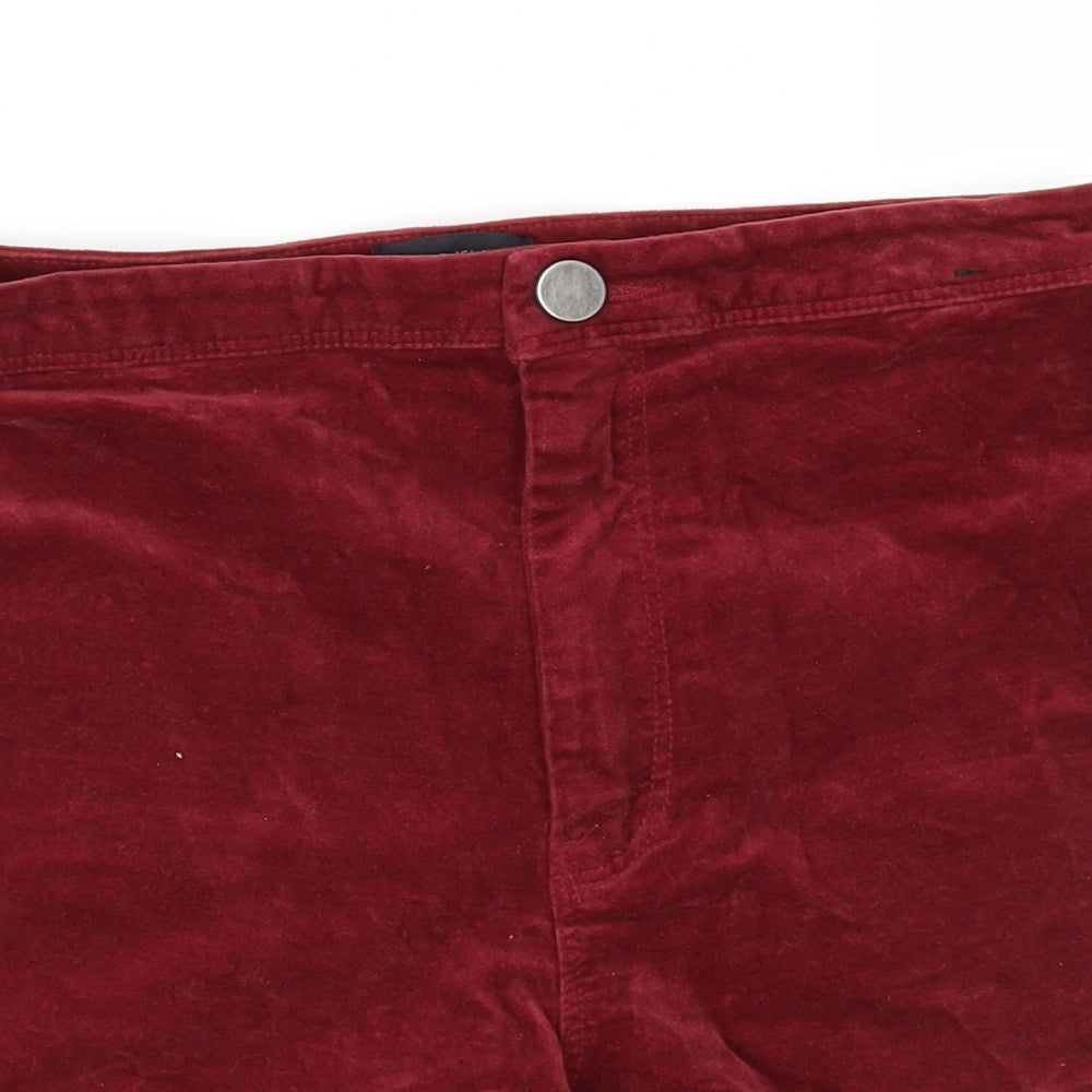 River Island Womens Red  Velvet Hot Pants Shorts Size 10