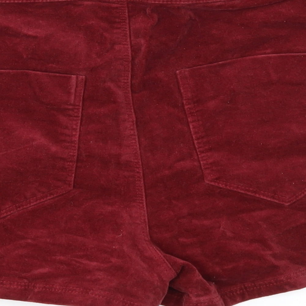 River Island Womens Red  Velvet Hot Pants Shorts Size 10