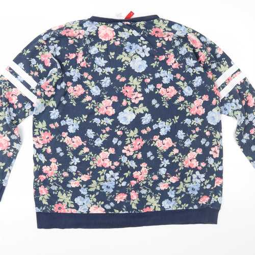 Divided Womens Blue Floral  Pullover Sweatshirt Size L