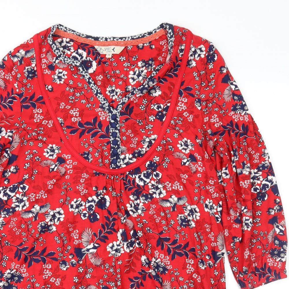 M&Co Womens Red Floral  Shift  Size 10