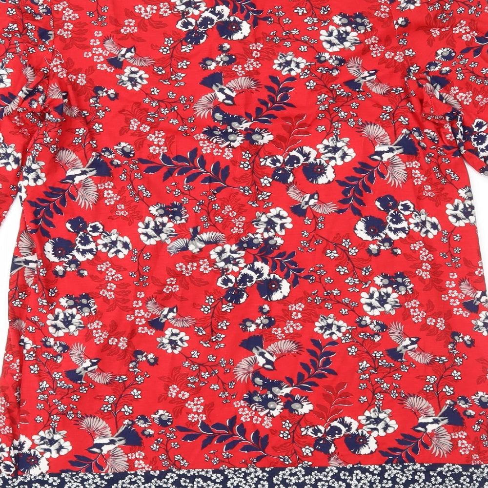 M&Co Womens Red Floral  Shift  Size 10