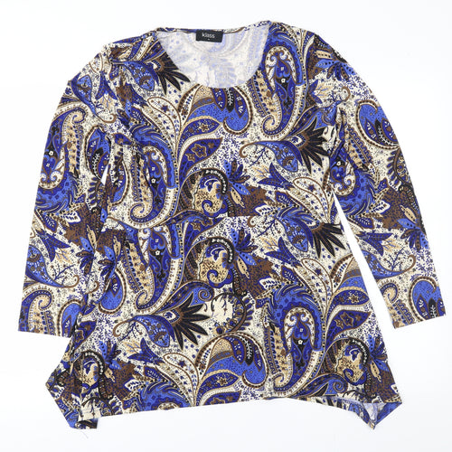 Klass Womens Blue Paisley  Basic Blouse Size M